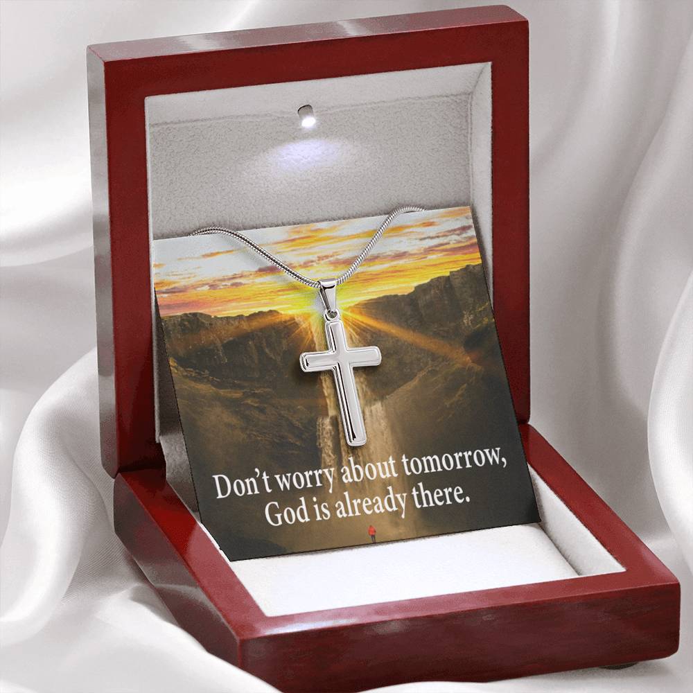 Scripture Card Don’t Worry Inspirational Cross Card Necklace w Stainless Steel Pendant-Express Your Love Gifts