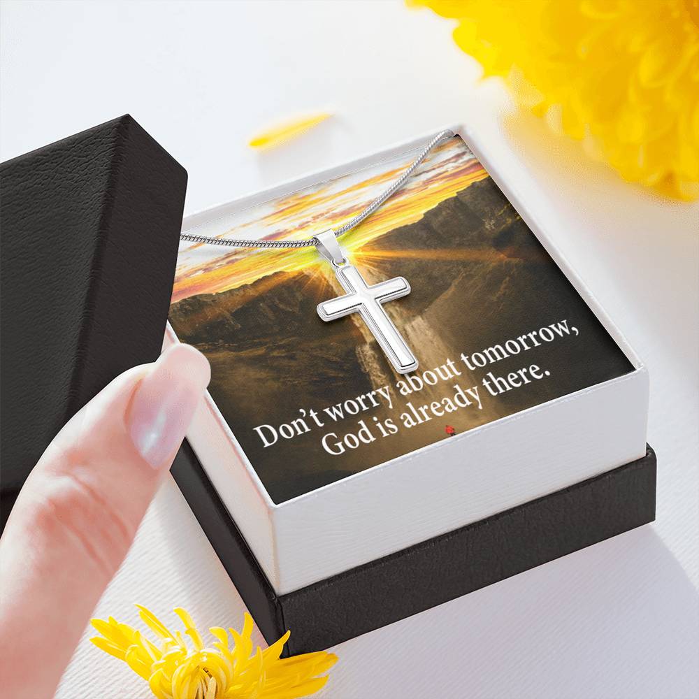 Scripture Card Don’t Worry Inspirational Cross Card Necklace w Stainless Steel Pendant-Express Your Love Gifts