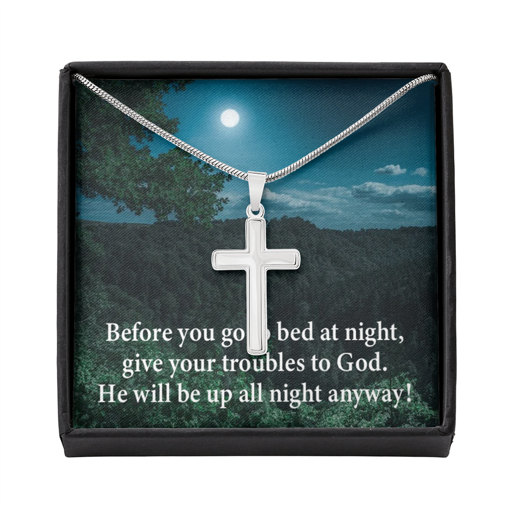 Scripture Card God Has Your Problems Cross Card Necklace w Stainless Steel Pendant Religious Gift-Express Your Love Gifts