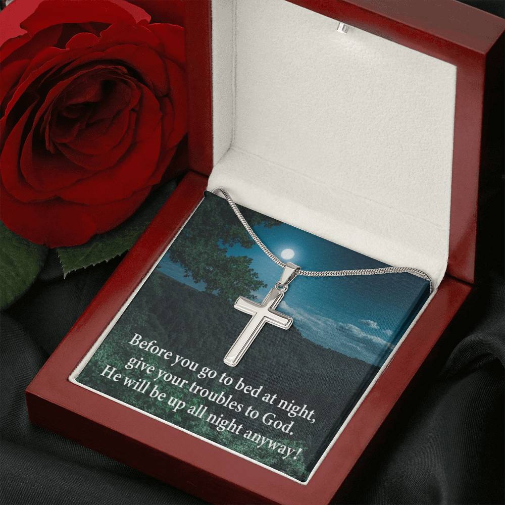 Scripture Card God Has Your Problems Cross Card Necklace w Stainless Steel Pendant Religious Gift-Express Your Love Gifts