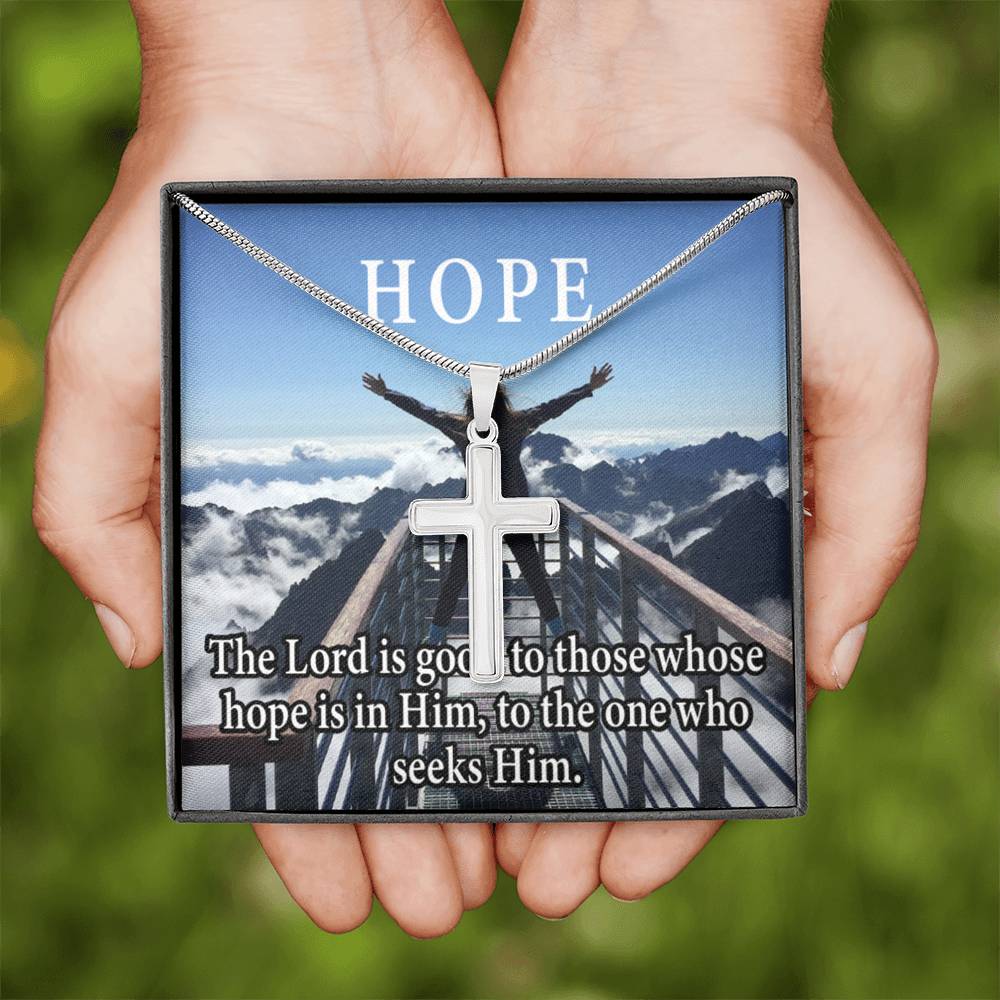 Scripture Card Hope Cross Card Necklace w Stainless Steel Pendant Religious Gift-Express Your Love Gifts