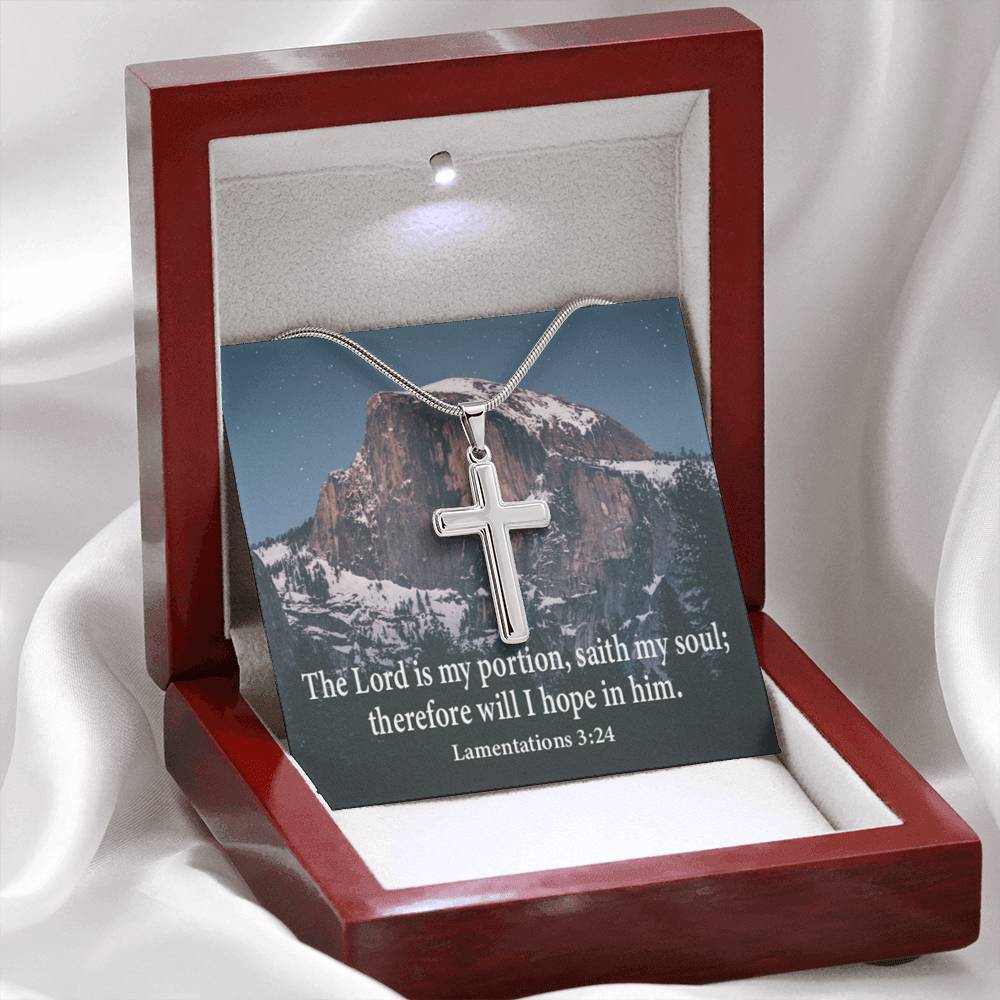 Scripture Card Lamentations 32:4 Cross Card Necklace w Stainless Steel Pendant Religious Gift-Express Your Love Gifts