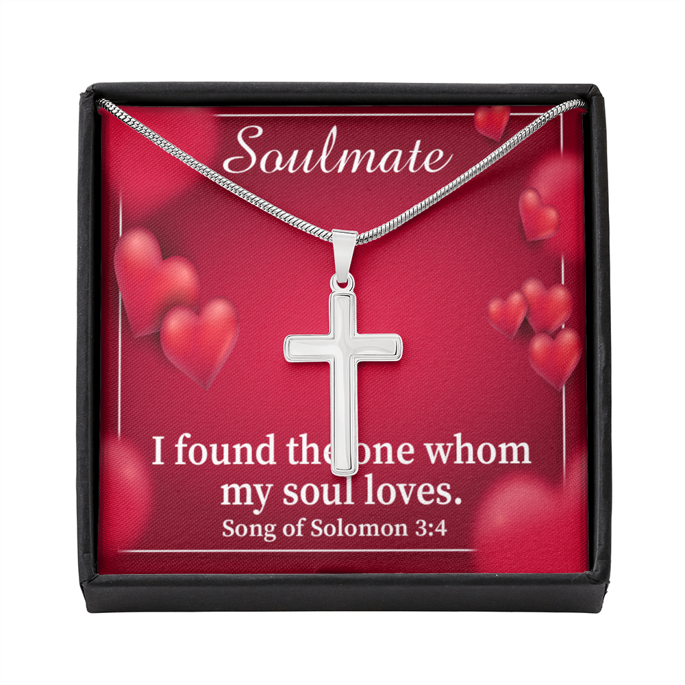 Scripture Card My Soul Loves Song of Solomon 3:4 Cross Card Necklace w Stainless Steel Pendant Religious Gift-Express Your Love Gifts