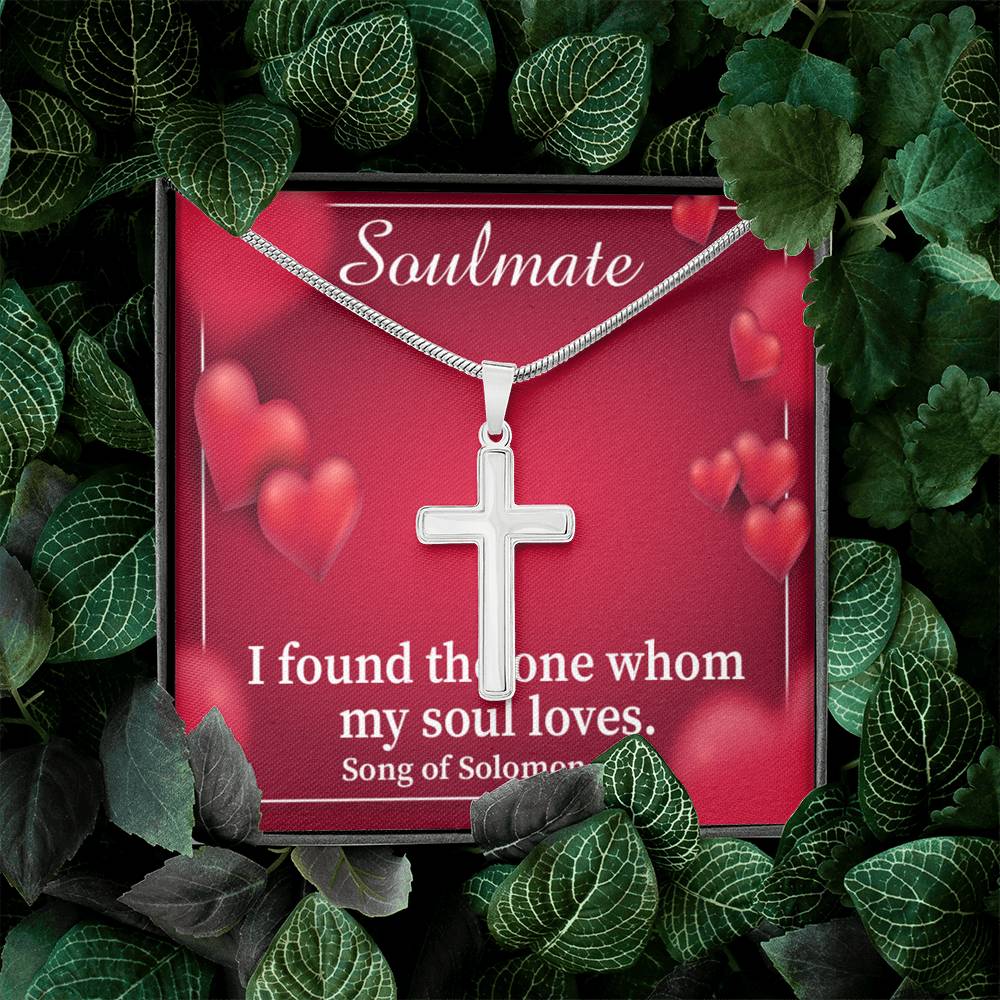 Scripture Card My Soul Loves Song of Solomon 3:4 Cross Card Necklace w Stainless Steel Pendant Religious Gift-Express Your Love Gifts