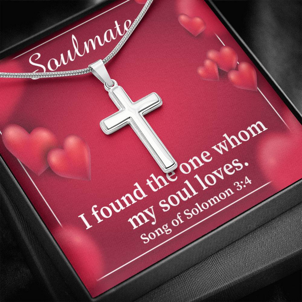 Scripture Card My Soul Loves Song of Solomon 3:4 Cross Card Necklace w Stainless Steel Pendant Religious Gift-Express Your Love Gifts