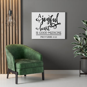 Scripture Walls A Joyful Heart Proverbs 17:22 Simple Bible Verse Canvas Christian Wall Art Ready to Hang Unframed-Express Your Love Gifts