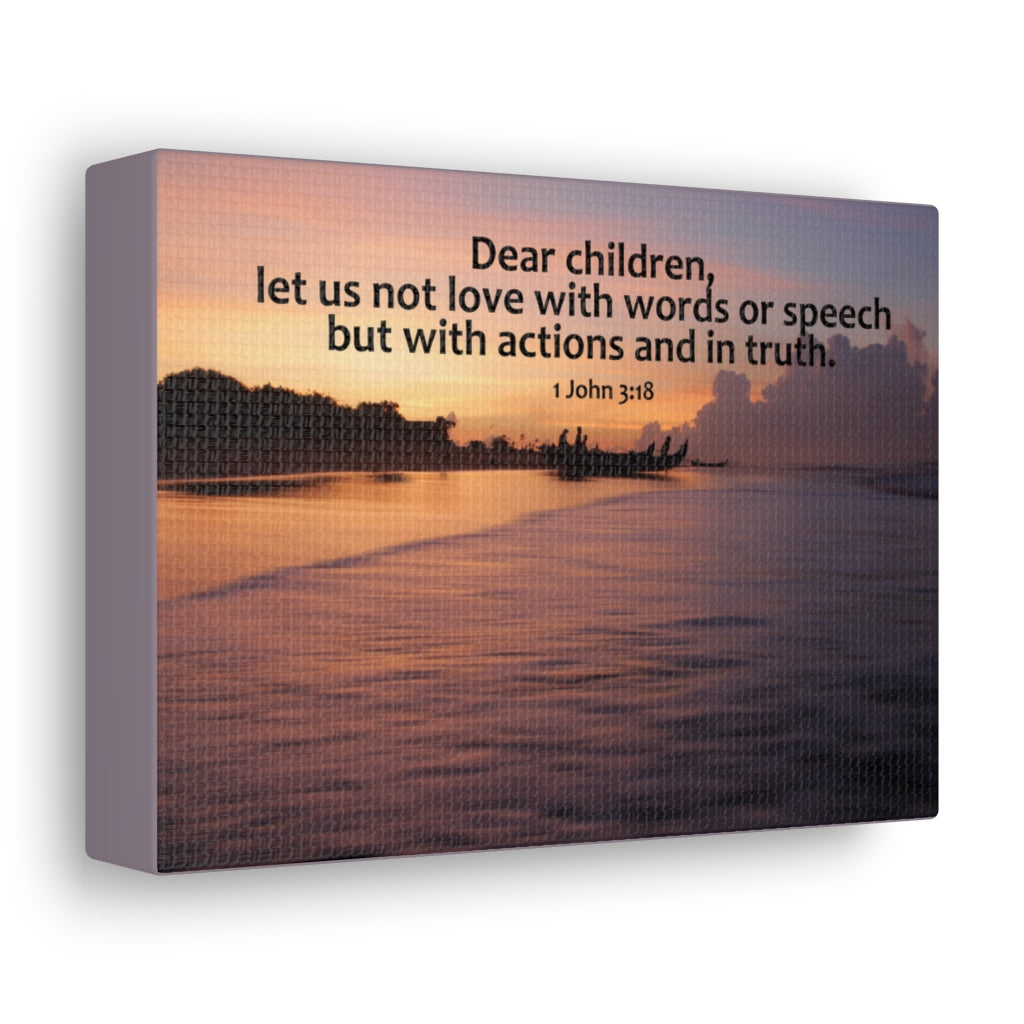 Scripture Walls Actions And In Truth 1 John 3:18 Bible Verse Canvas Christian Wall Art Ready to Hang Unframed-Express Your Love Gifts