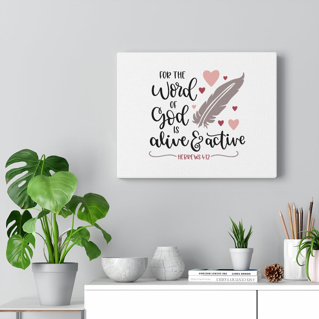 Scripture Walls Alive & Active Hebrews 4:12 Bible Verse Canvas Christian Wall Art Ready to Hang Unframed-Express Your Love Gifts