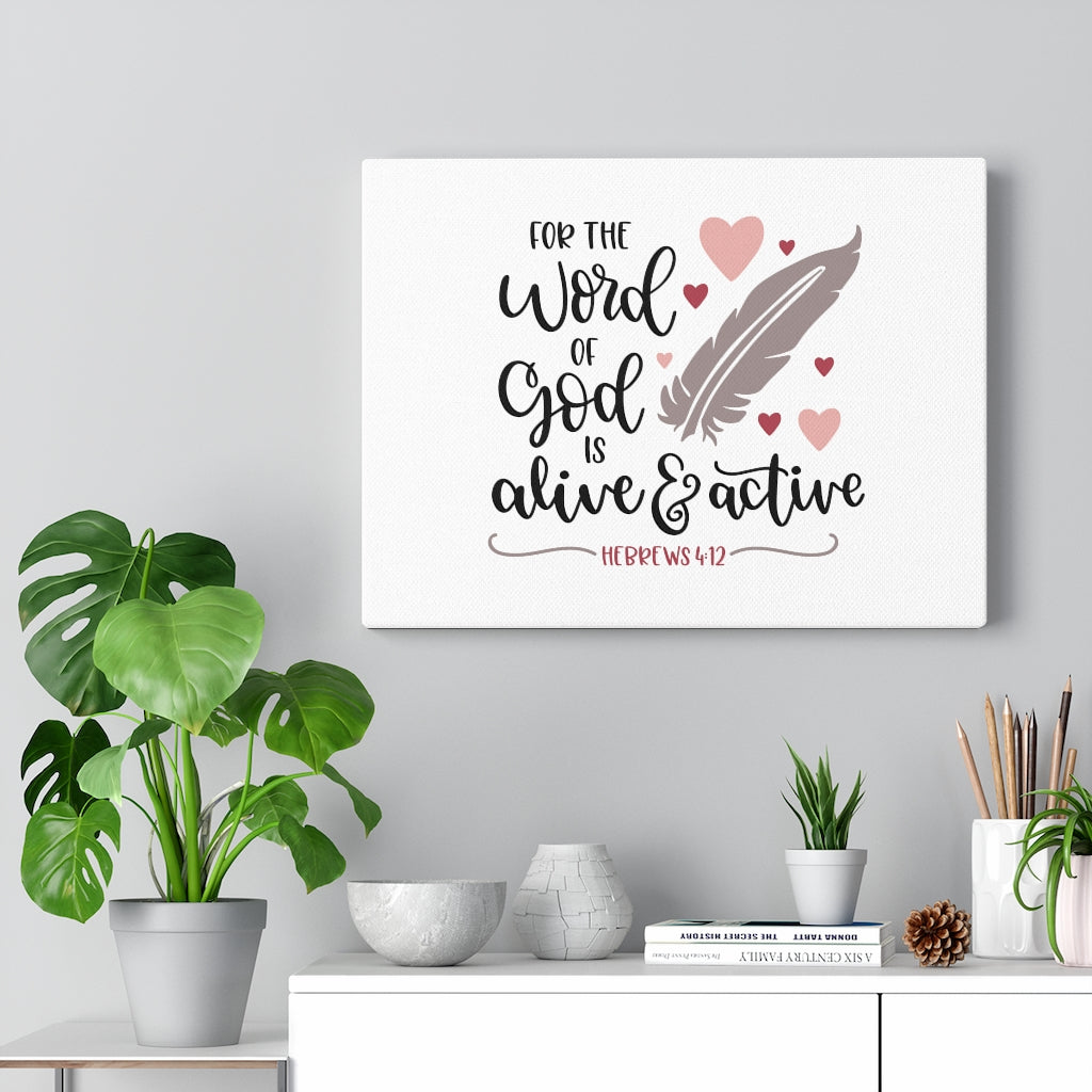 Scripture Walls Alive & Active Hebrews 4:12 Bible Verse Canvas Christian Wall Art Ready to Hang Unframed-Express Your Love Gifts