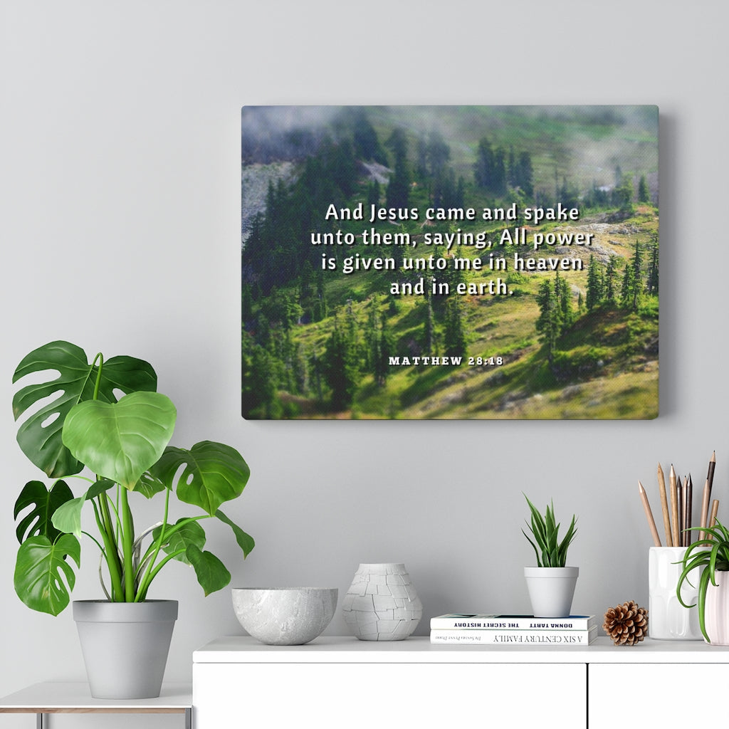 Scripture Walls All Power Matthew 28:18 Bible Verse Canvas Christian Wall Art Ready to Hang Unframed-Express Your Love Gifts