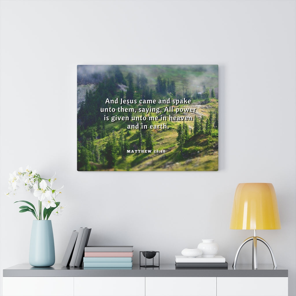 Scripture Walls All Power Matthew 28:18 Bible Verse Canvas Christian Wall Art Ready to Hang Unframed-Express Your Love Gifts