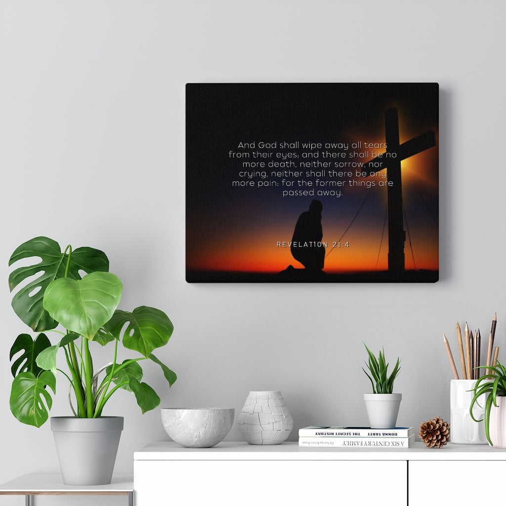 Scripture Walls All Tears Revelation 21:4 Bible Verse Canvas Christian Wall Art Ready to Hang Unframed-Express Your Love Gifts