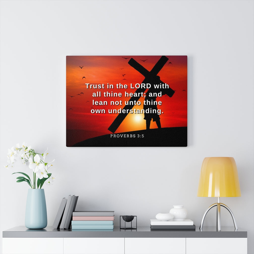 Scripture Walls All Thine Heart Proverbs 3:5 Bible Verse Canvas Christian Wall Art Ready to Hang Unframed-Express Your Love Gifts