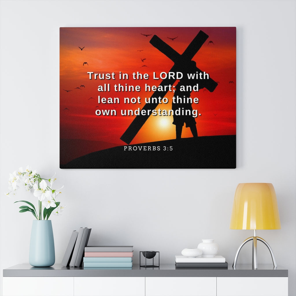 Scripture Walls All Thine Heart Proverbs 3:5 Bible Verse Canvas Christian Wall Art Ready to Hang Unframed-Express Your Love Gifts