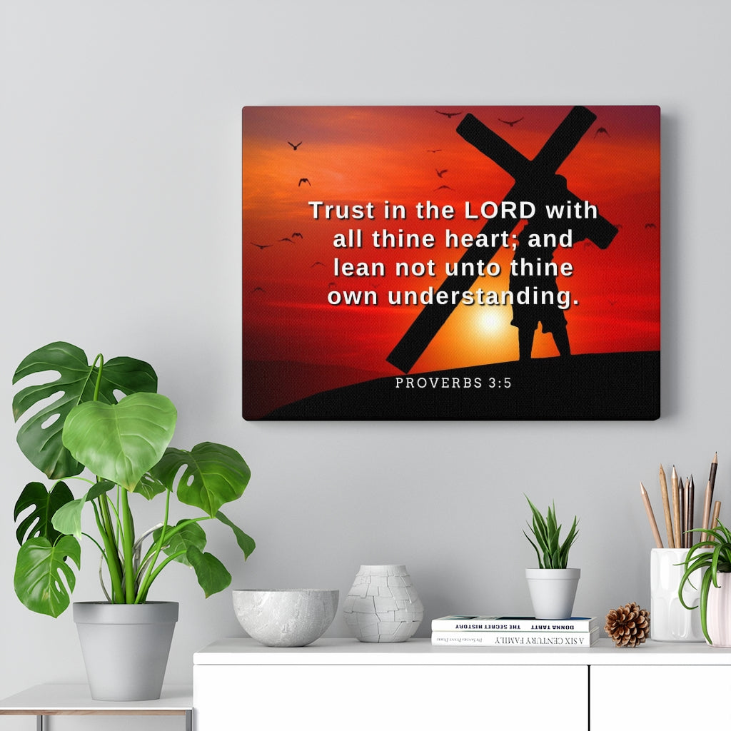 Scripture Walls All Thine Heart Proverbs 3:5 Bible Verse Canvas Christian Wall Art Ready to Hang Unframed-Express Your Love Gifts