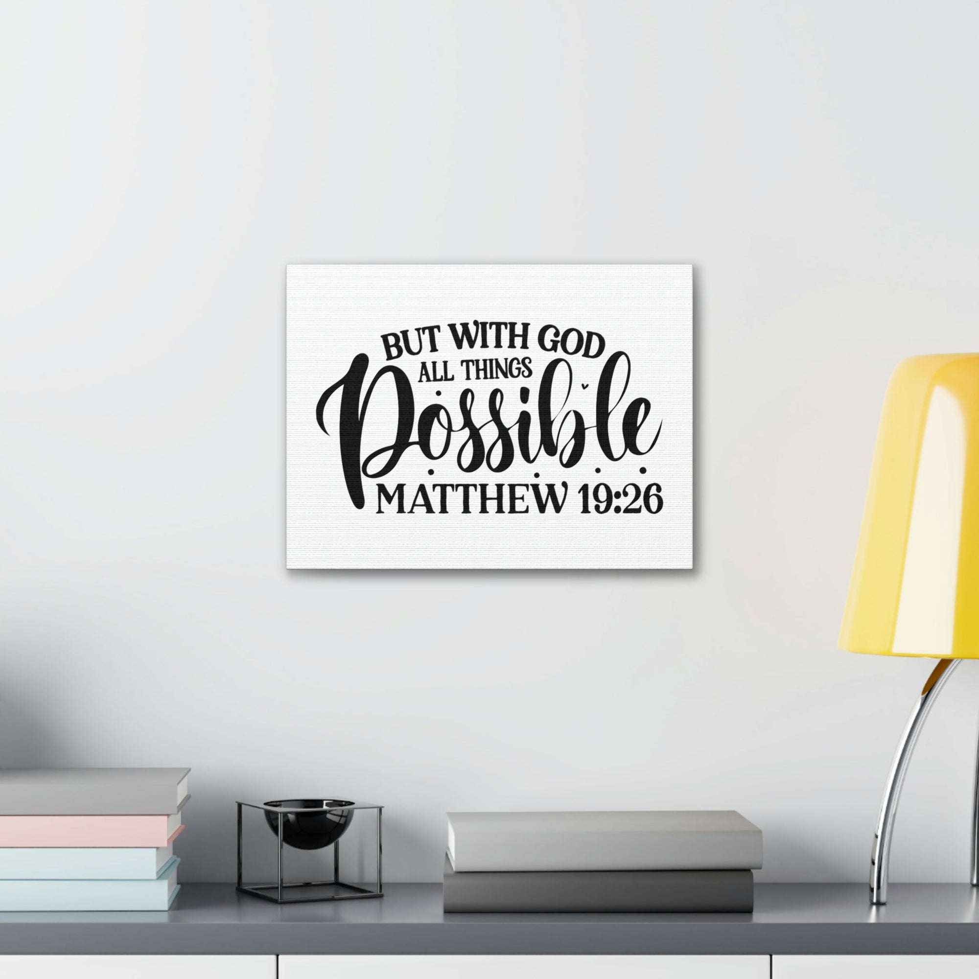 Scripture Walls All Things Possible With God Matthew 19:26 Cursive Christian Wall Art Bible Verse Print Ready to Hang Unframed-Express Your Love Gifts