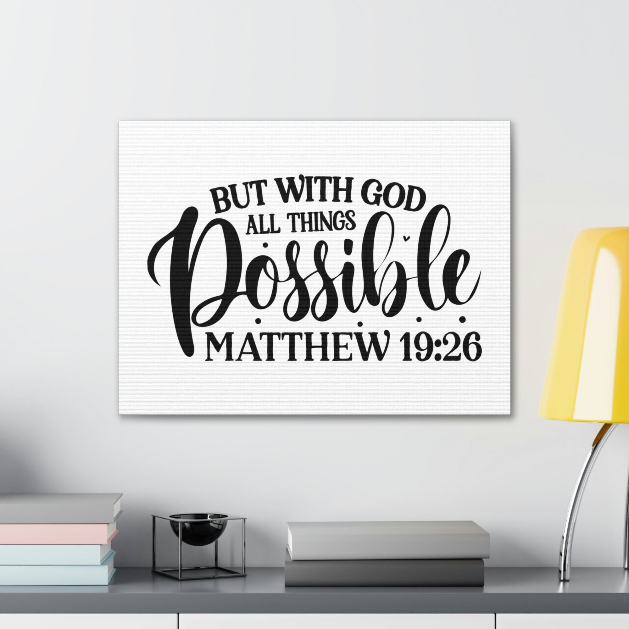 Scripture Walls All Things Possible With God Matthew 19:26 Cursive Christian Wall Art Bible Verse Print Ready to Hang Unframed-Express Your Love Gifts