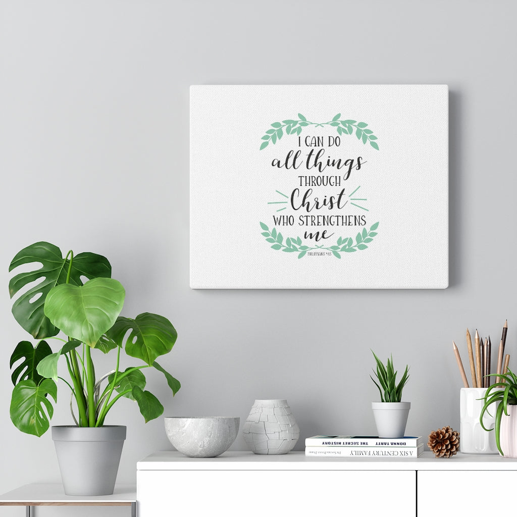 Scripture Walls All Things Through Christ Philippians 4:13 Bible Verse Canvas Christian Wall Art Ready to Hang Unframed-Express Your Love Gifts