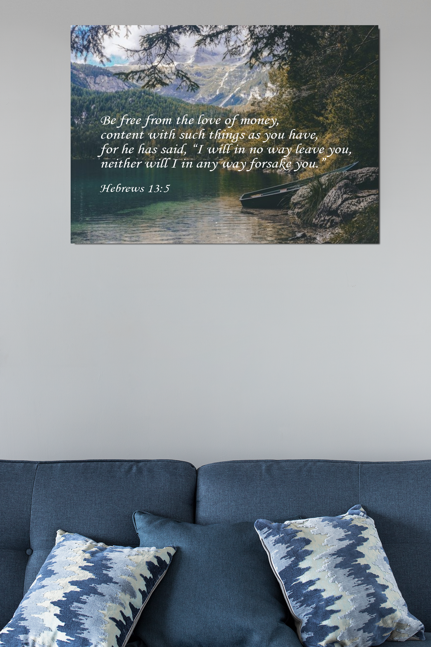 Scripture Walls Be Free From The Love of Money Hebrews 13:5 Bible Verse Canvas Christian Wall Art Ready to Hang Unframed-Express Your Love Gifts