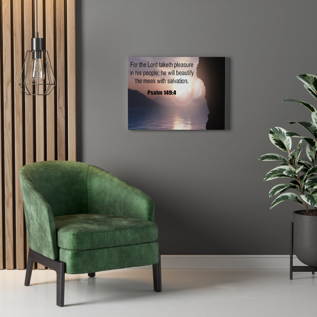 Scripture Walls Beautify the Meek Psalm 149:4 Bible Verse Canvas Christian Wall Art Ready to Hang Unframed-Express Your Love Gifts