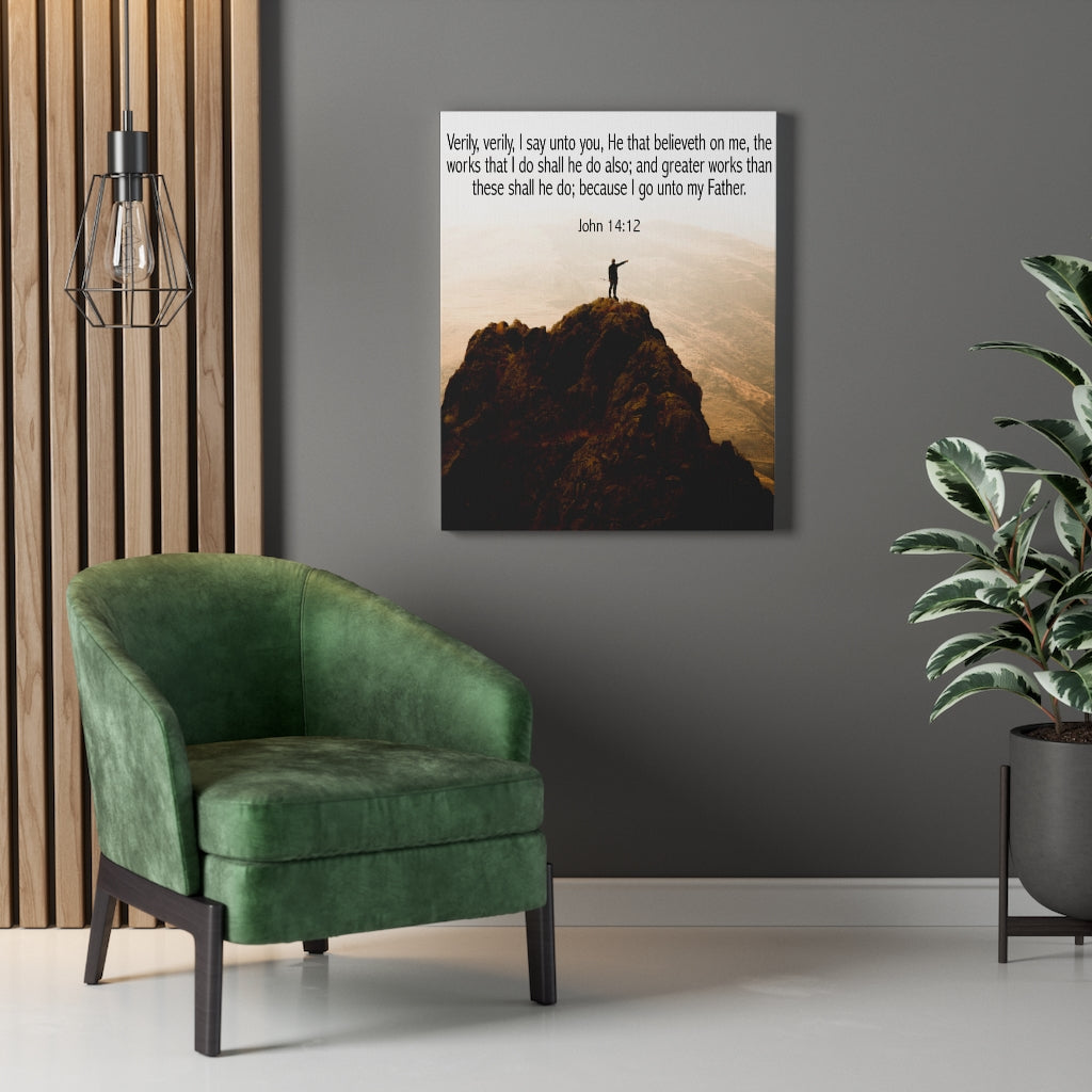 Scripture Walls Because Go Unto My Father John 14:12 Bible Verse Canvas Christian Wall Art Ready to Hang Unframed-Express Your Love Gifts