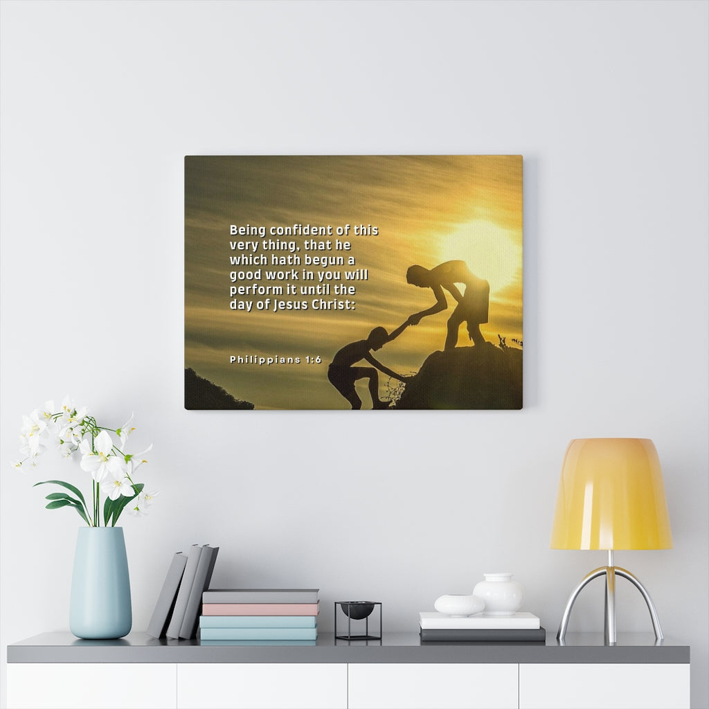 Scripture Walls Being Confident Philippians 1:6 Bible Verse Canvas Christian Wall Art Ready to Hang Unframed-Express Your Love Gifts