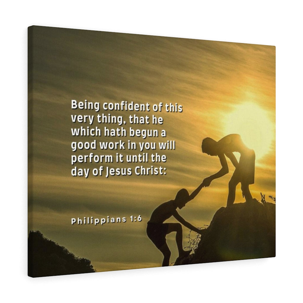 Scripture Walls Being Confident Philippians 1:6 Bible Verse Canvas Christian Wall Art Ready to Hang Unframed-Express Your Love Gifts