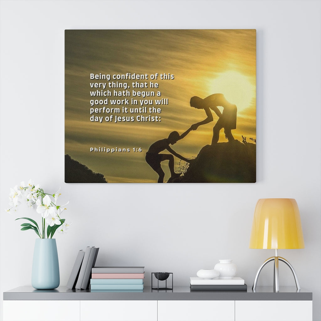 Scripture Walls Being Confident Philippians 1:6 Bible Verse Canvas Christian Wall Art Ready to Hang Unframed-Express Your Love Gifts