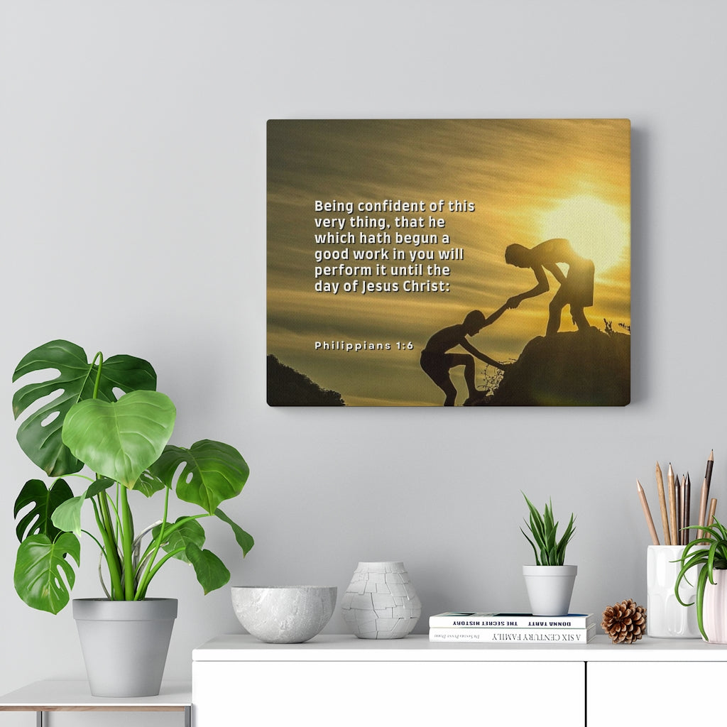 Scripture Walls Being Confident Philippians 1:6 Bible Verse Canvas Christian Wall Art Ready to Hang Unframed-Express Your Love Gifts