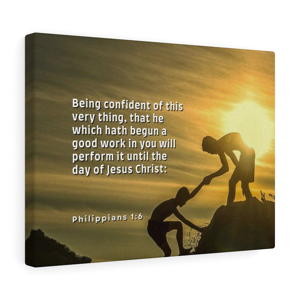 Scripture Walls Being Confident Philippians 1:6 Bible Verse Canvas Christian Wall Art Ready to Hang Unframed-Express Your Love Gifts