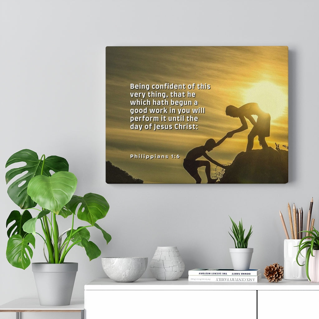 Scripture Walls Being Confident Philippians 1:6 Bible Verse Canvas Christian Wall Art Ready to Hang Unframed-Express Your Love Gifts