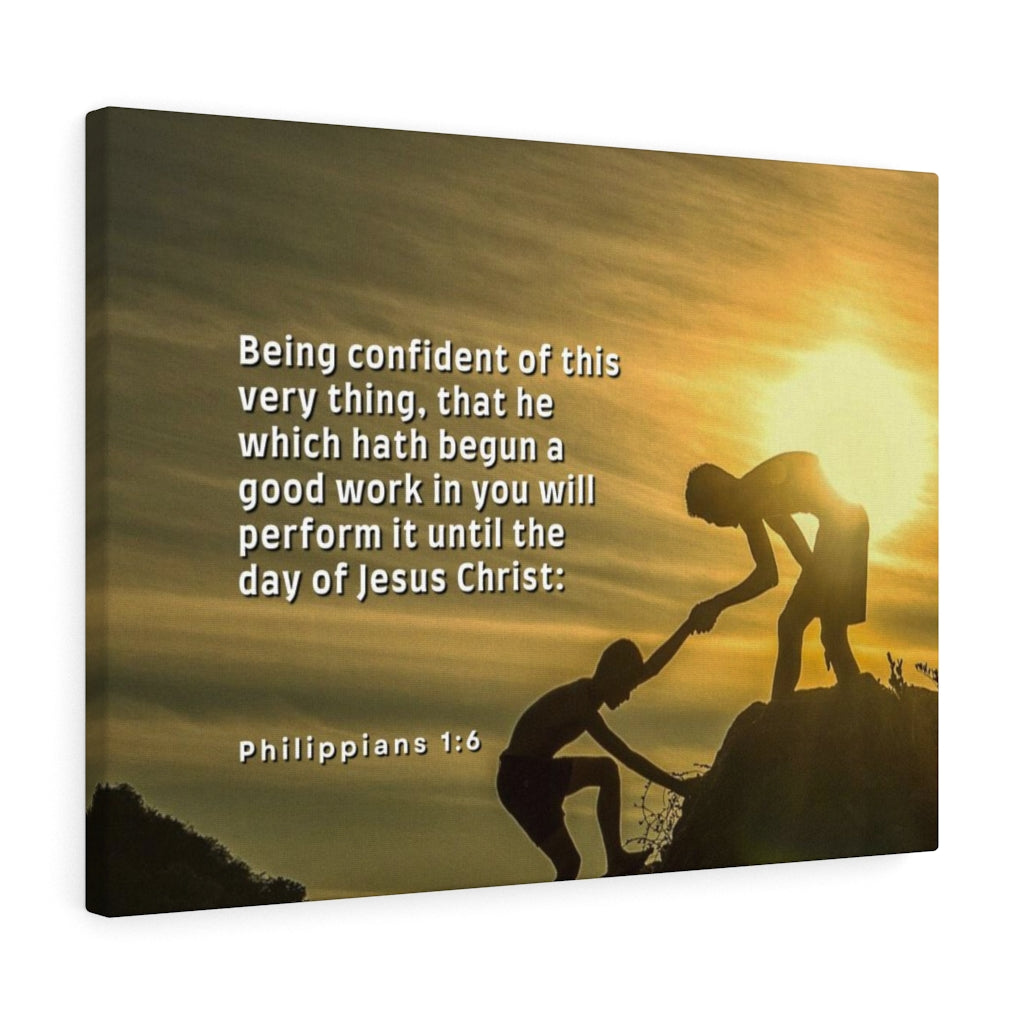 Scripture Walls Being Confident Philippians 1:6 Bible Verse Canvas Christian Wall Art Ready to Hang Unframed-Express Your Love Gifts