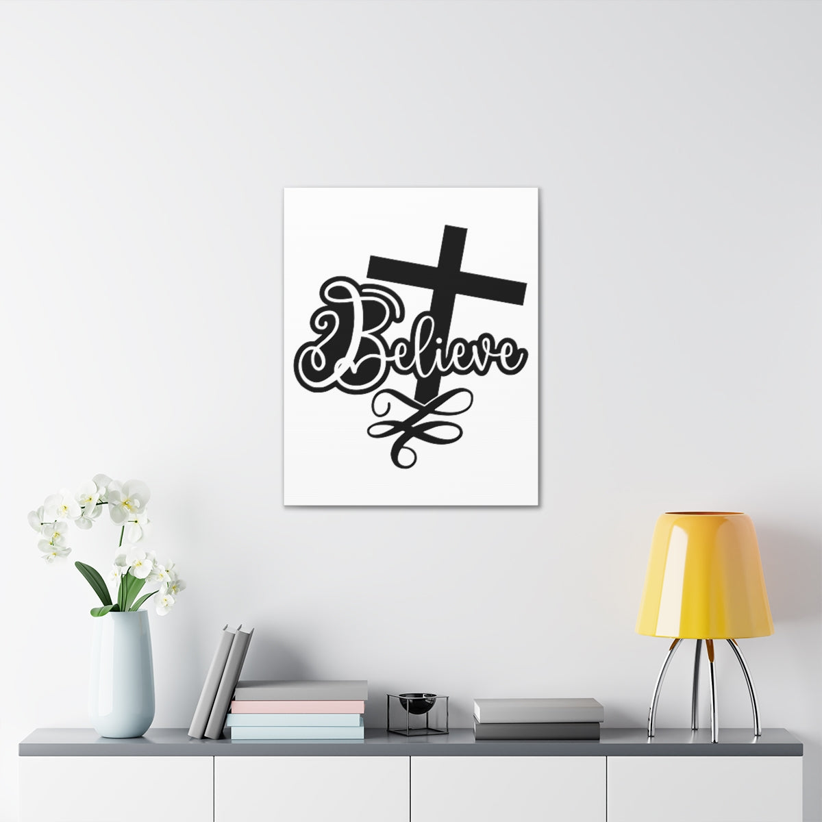 Scripture Walls Believe Acts 16:31 Christian Wall Art Print Ready to Hang Unframed-Express Your Love Gifts