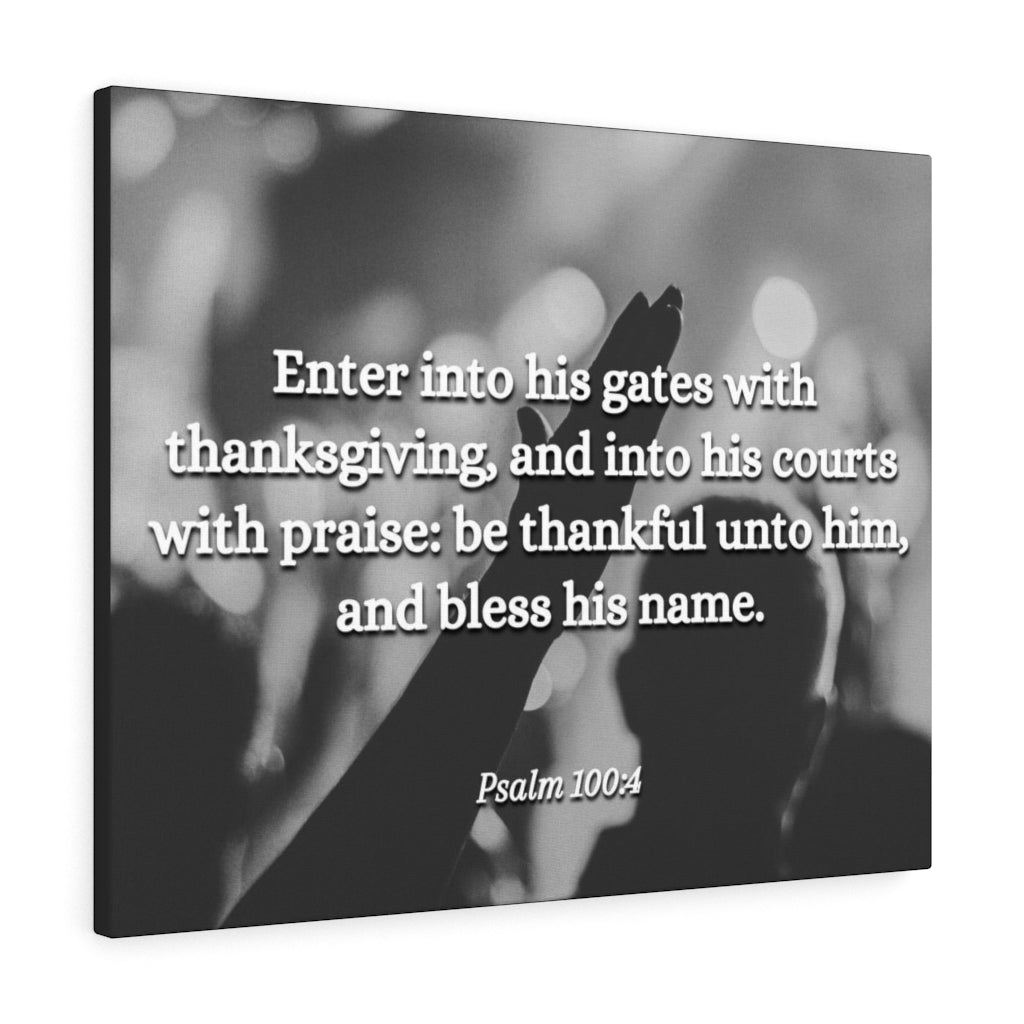 Scripture Walls Bless His Name Psalms 100:4 Bible Verse Canvas Christian Wall Art Ready to Hang Unframed-Express Your Love Gifts