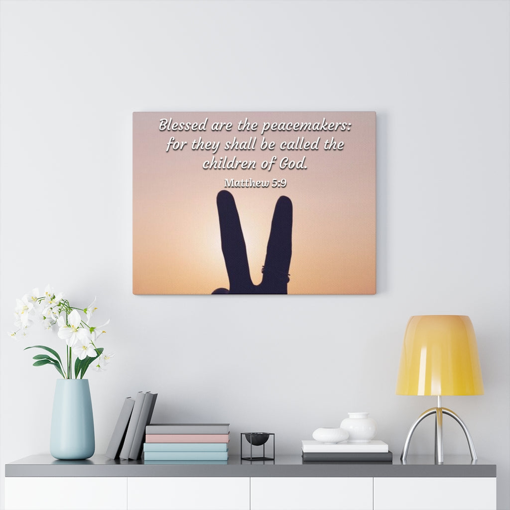 Scripture Walls Blessed Are The Peacemakers Matthew 5:9 Bible Verse Canvas Christian Wall Art Ready to Hang Unframed-Express Your Love Gifts