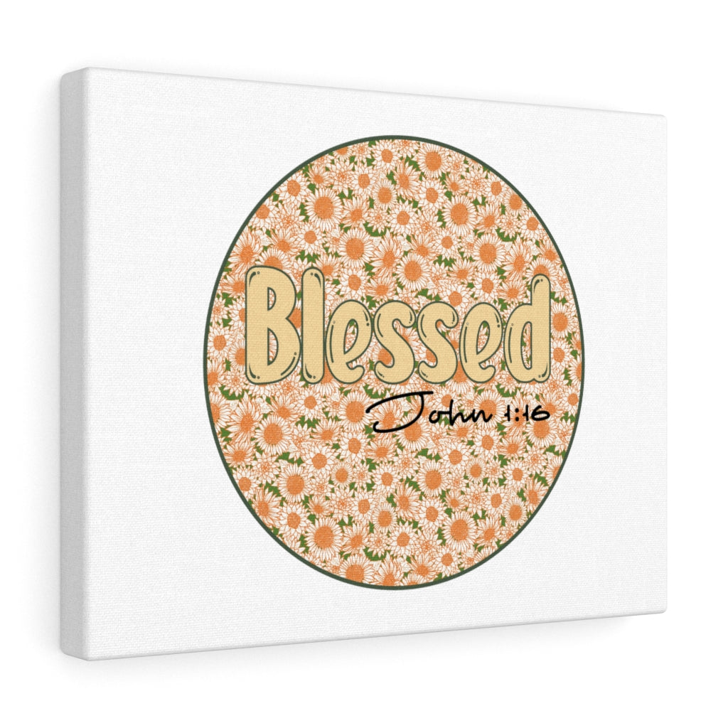 Scripture Walls Blessed John 1:16 Flower Circle Bible Verse Canvas Christian Wall Art Ready to Hang Unframed-Express Your Love Gifts