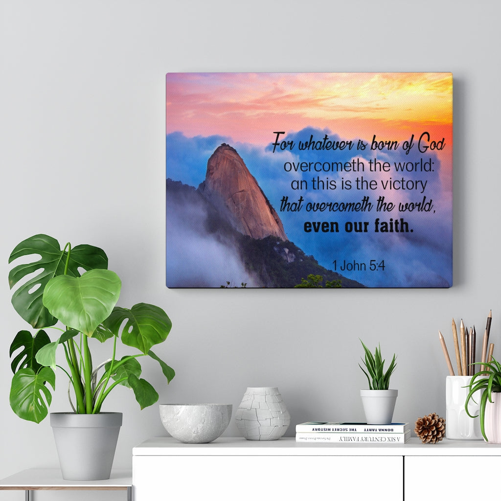 Scripture Walls Born of God 1 John 5:4 Bible Verse Canvas Christian Wall Art Ready to Hang Unframed-Express Your Love Gifts