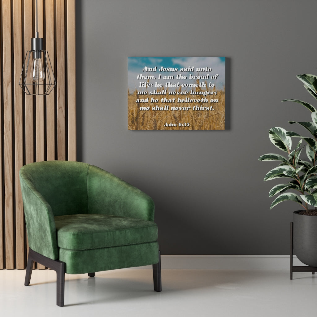 Scripture Walls Bread Of Life John 6:35 Bible Verse Canvas Christian Wall Art Ready to Hang Unframed-Express Your Love Gifts