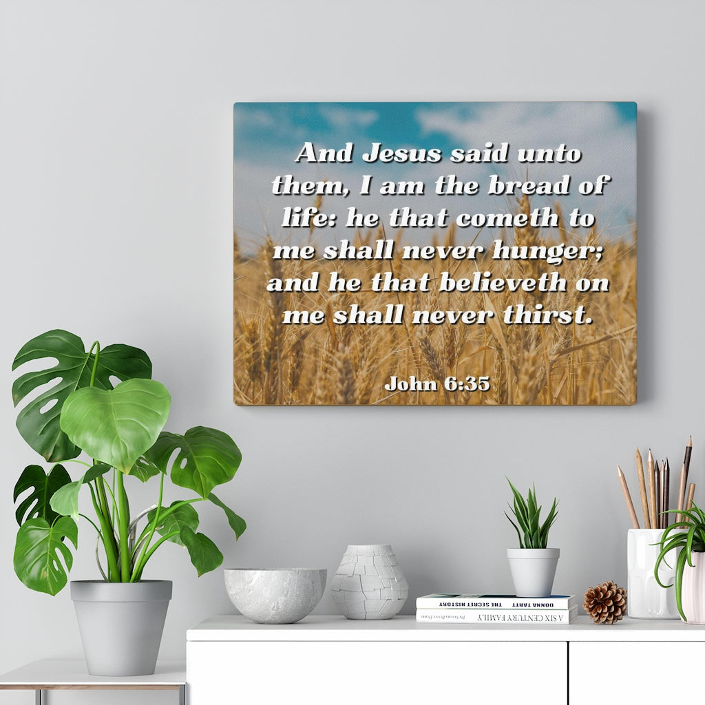 Scripture Walls Bread Of Life John 6:35 Bible Verse Canvas Christian Wall Art Ready to Hang Unframed-Express Your Love Gifts