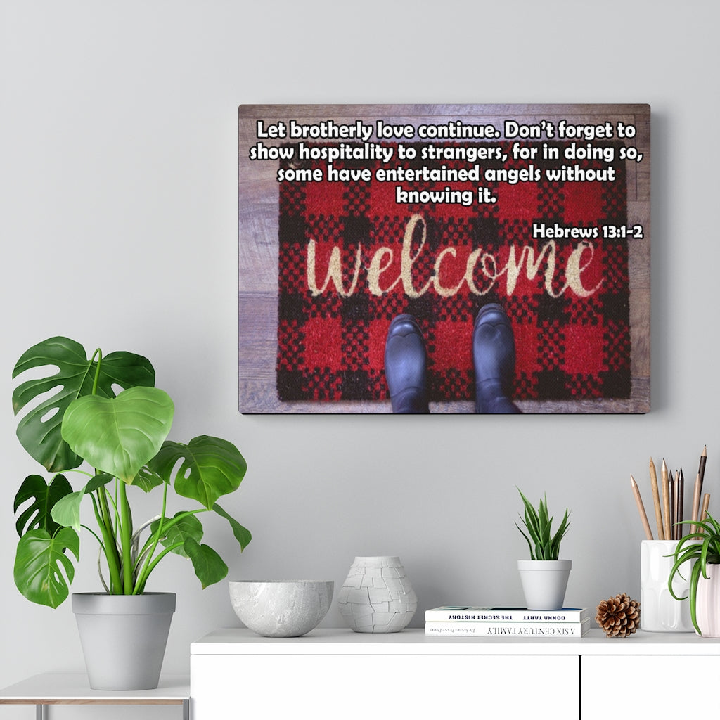 Scripture Walls Brotherly Love Hebrews 13:1-2 Bible Verse Canvas Christian Wall Art Ready to Hang Unframed-Express Your Love Gifts