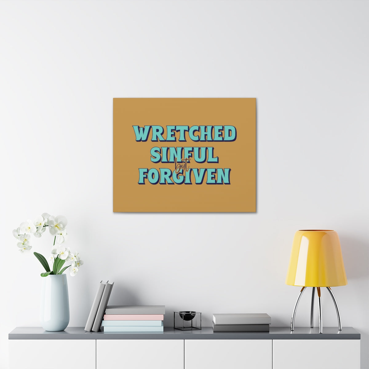 Scripture Walls But Forgiven Orange 1 John 1:9 Bible Canvas Christian Wall Art Ready to Hang Unframed-Express Your Love Gifts