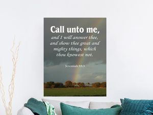 Scripture Walls Call Unto Me Jeremiah 33:3 Bible Verse Canvas Christian Wall Art Ready to Hang Unframed-Express Your Love Gifts