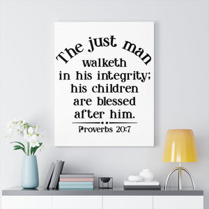 Scripture Walls Children Are Blessed Proverbs 20:7 Bible Verse Canvas Christian Wall Art Ready to Hang Unframed-Express Your Love Gifts