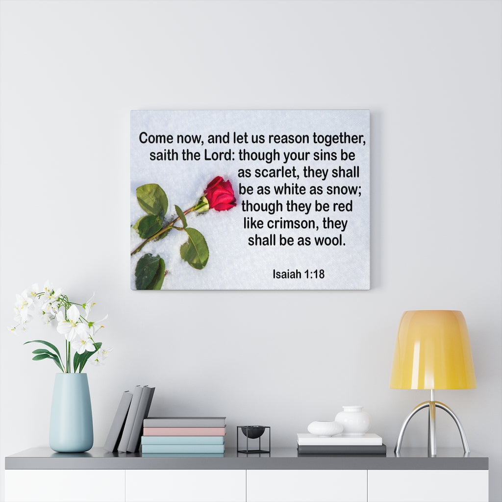Scripture Walls Come Now Isaiah 1:18 Bible Verse Canvas Christian Wall Art Ready to Hang Unframed-Express Your Love Gifts