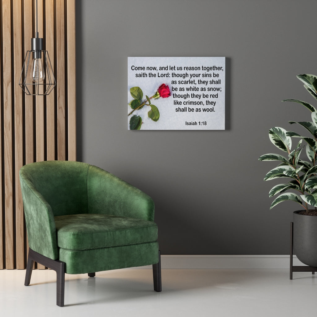 Scripture Walls Come Now Isaiah 1:18 Bible Verse Canvas Christian Wall Art Ready to Hang Unframed-Express Your Love Gifts