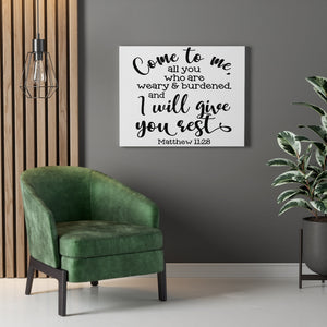 Scripture Walls Come To Me I Will Give You Rest Matthew 11:28 Bible Verse Canvas Christian Wall Art Ready to Hang Unframed-Express Your Love Gifts