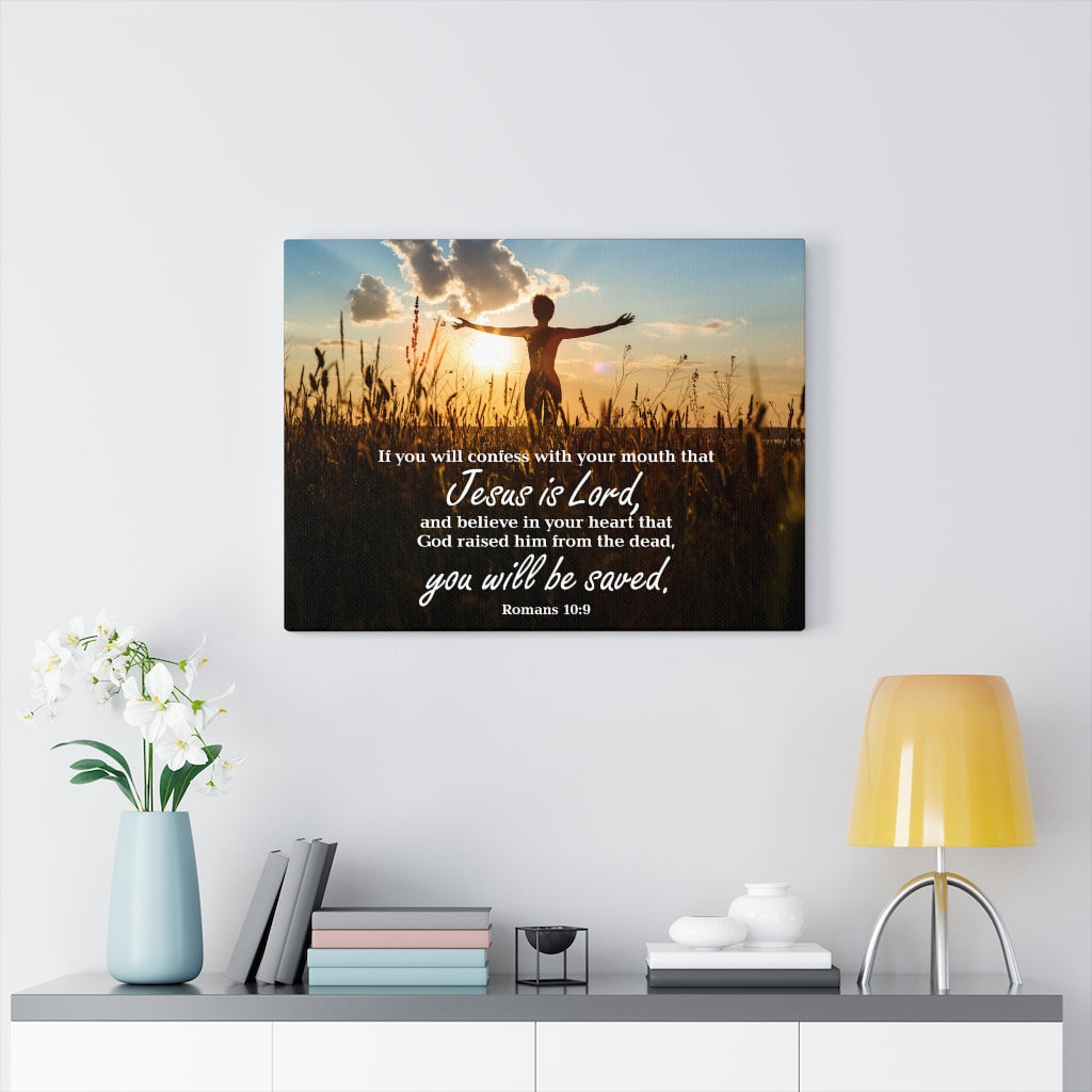 Scripture Walls Confess Jesus Romans 10:9 Wall Art Christian Home Decor Unframed-Express Your Love Gifts