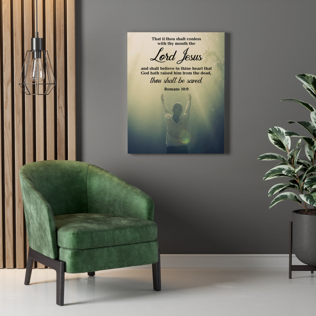 Scripture Walls Confess With Your Mouth Romans 10:9 Bible Verse Canvas Christian Wall Art Ready to Hang Unframed-Express Your Love Gifts