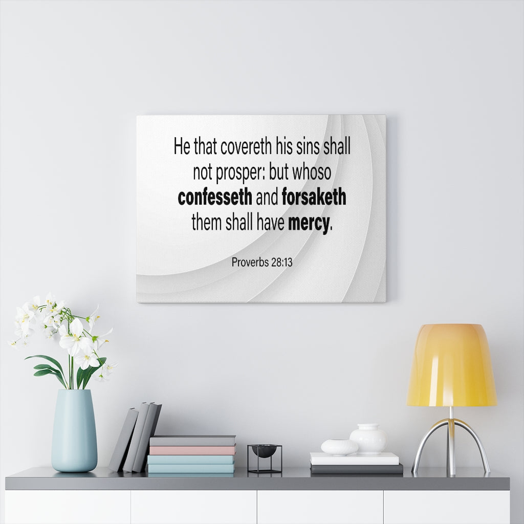 Scripture Walls Confesses and Renounce Proverbs 28:13 Bible Verse Canvas Christian Wall Art Ready to Hang Unframed-Express Your Love Gifts