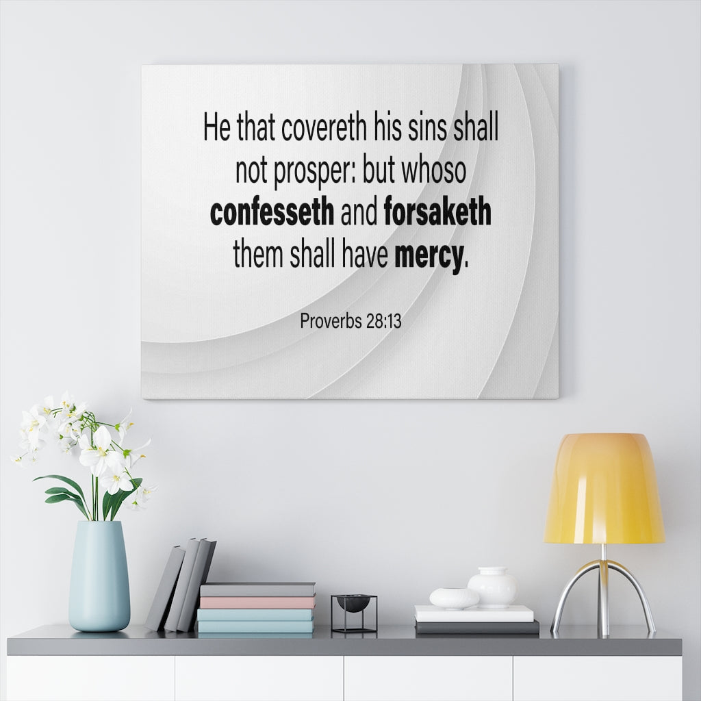 Scripture Walls Confesses and Renounce Proverbs 28:13 Bible Verse Canvas Christian Wall Art Ready to Hang Unframed-Express Your Love Gifts